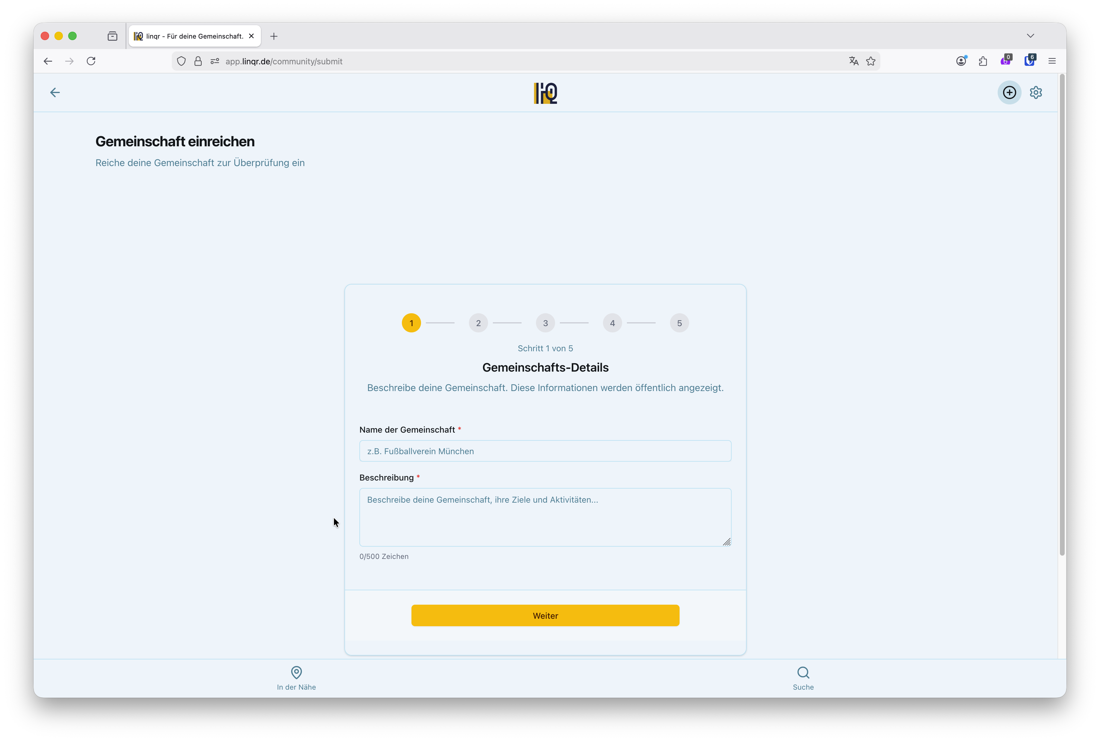 Schneller Möglichkeit die Gemeinschaft hinzuzufügen.
